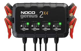 NOCO GENIUS2X4 Smart Battery Charger/Maintainer/Desulfator, 4-Bank, 8-Amp, 6V/12V