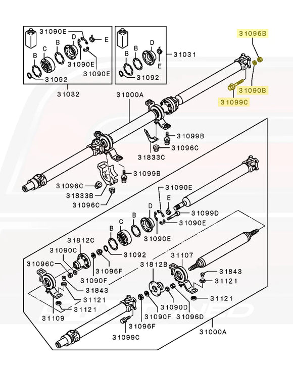 Mitsubishi OEM Driveshaft to Rear Diff Bolt Kit for Evo X