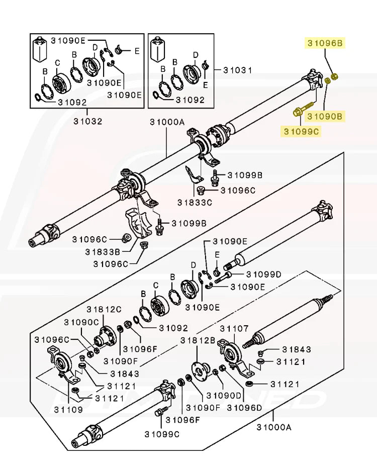 Mitsubishi OEM Driveshaft to Rear Diff Bolt Kit for Evo X