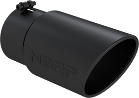 MBRP Universal Tip 6in O.D. Angled Rolled End 5 inlet 12 length - Black Finish