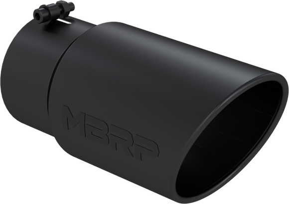 MBRP Universal Tip 6in O.D. Angled Rolled End 5 inlet 12 length - Black Finish