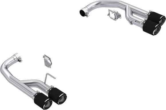 T304 Stainless Steel, 2.5" Axle-Back  Dual Rear with Quad Carbon Fiber Tips