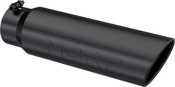 MBRP Universal 5in OD Angled Rolled End 4in Inlet 18in Lgth Black Finish Exhaust Tip