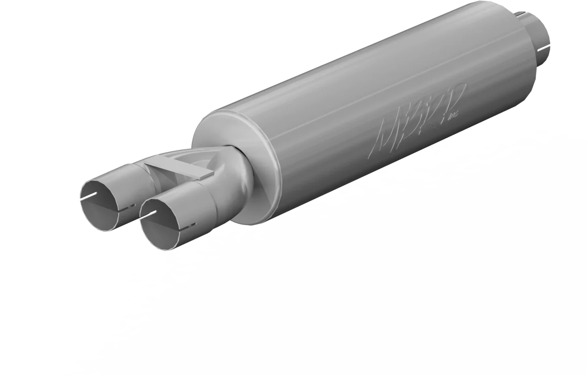MBRP Universal Muffler 3in Inlet/Dual 2.5in Outlet 30in Length T409 SS Mild Tone