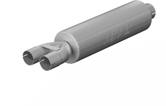 MBRP Universal Muffler 3in Inlet/Dual 2.5in Outlet 30in Length T409 SS Mild Tone