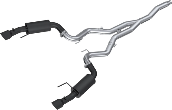 MBRP 15-18 Ford Mustang EcoBoost 2.3L Black 3in Cat Back Dual Split Rear Exit (Street Version)