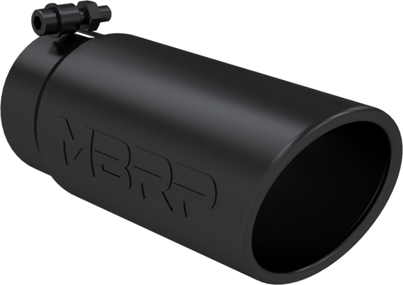 MBRP Universal Tip 4 O.D. Angled Rolled End 3.5 inlet 10 length- Black Finish
