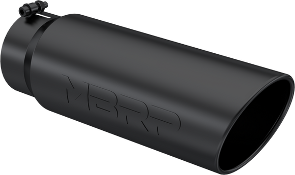 MBRP Universal Tip 6in OD Angled Rolled End 5in Inlet 18in Lgth Black Finish Exhaust