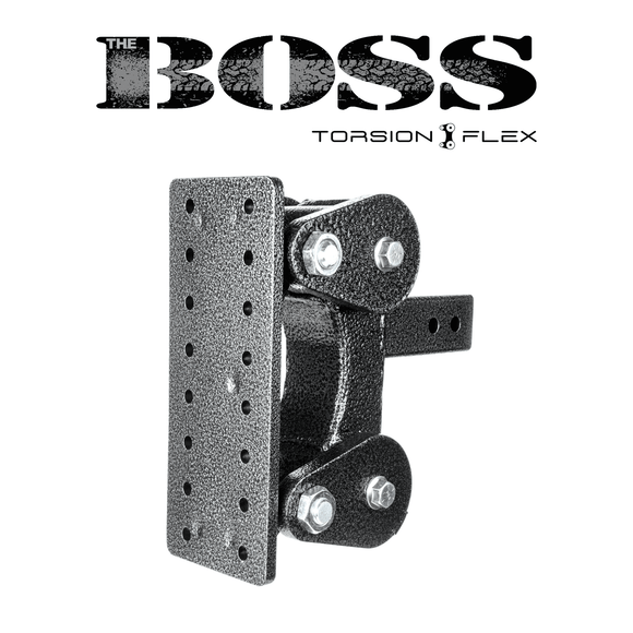 The BOSS TORSION-FLEX Pintle Plate 2.5" Shank 6.5" Drop 2.4K TW 21K Hitch