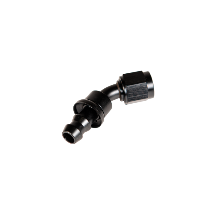 Fleece Performance Universal -8AN 45Deg to Hose Barb - Black - 0
