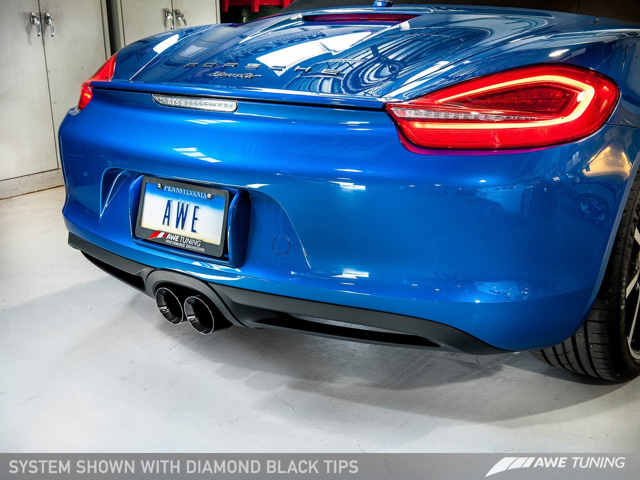 AWE Performance Exhaust System for Porsche 981 - With Diamond Black Tips