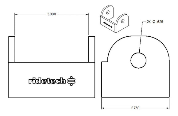 Ridetech Large Rod End Bracket for 3in Wide Rod End