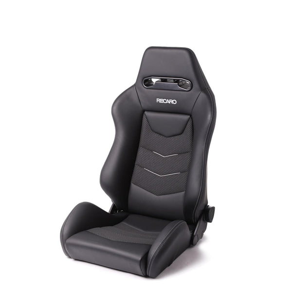 Recaro Speed V w/ Sub-Hole Driver Seat - Black Leather/Cloud Grey Suede Accent