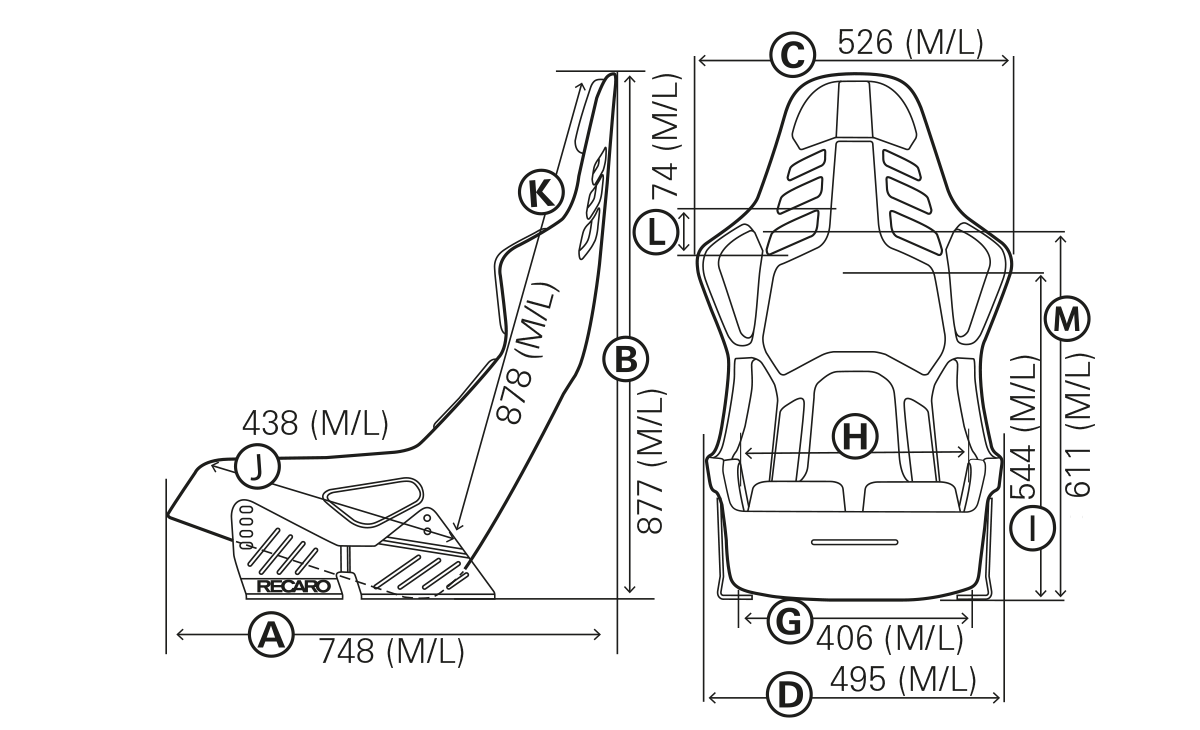 Recaro Podium GF Medium/Left Hand Seat - Perlon Velour Blk - 0