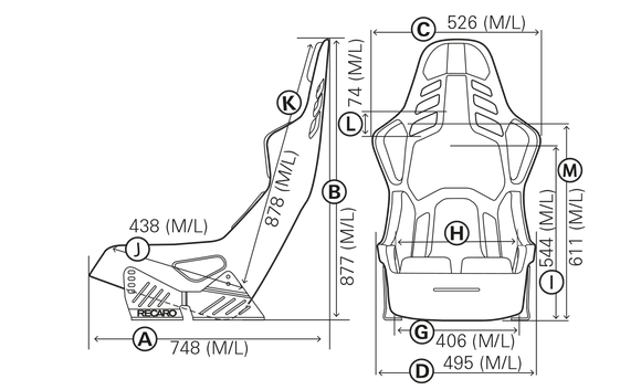Recaro Podium GF Large/Left Hand Seat - Perlon Velour Blk