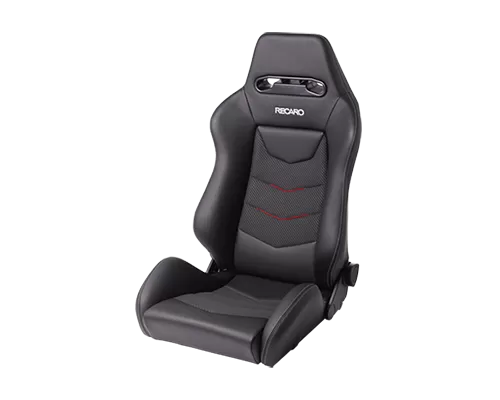 Recaro Speed V w/ Sub-Hole Driver Seat - Black Leather/Red Suede Accent