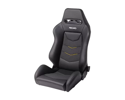 Recaro Speed V w/ Sub-Hole Driver Seat - Black Leather/Yellow Suede Accent
