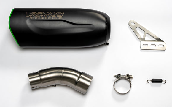 Remus 2024+ Ninja ZX-4RR 40th Anni. Edition - REMUS NXT w/Removable Sound Insert - SS BLK/GRN