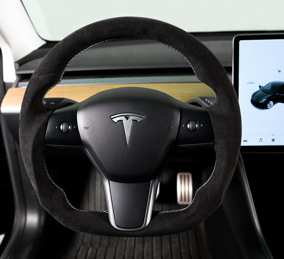 Rekudo Alcantara Wrapped Steering Wheel For Tesla Model 3