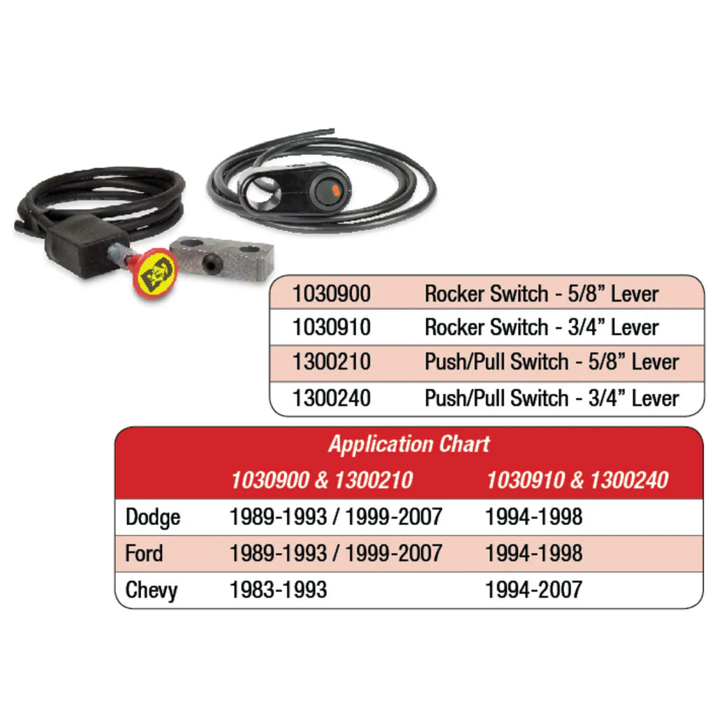 BD Diesel Rocker Switch Kit Exhaust Brake - 3/4in Manual Lever - 0