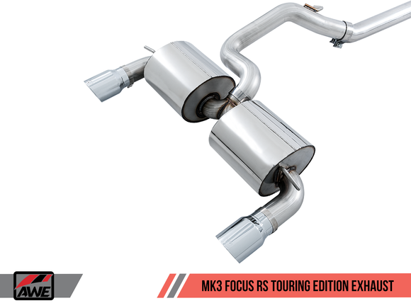 AWE Touring Edition Cat-back Exhaust for Ford Focus RS- Resonated - Chrome Silver Tips