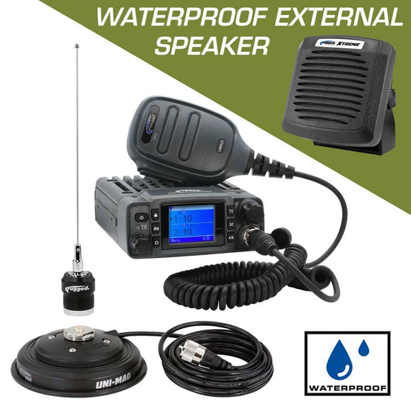 Rugged Radios Radio Kit Plus - GMR25 Waterproof GMRS Mobile Radio Kit with External Speaker