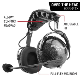 Rugged Radios AlphaBass Carbon Fiber Headset for STEREO and OFFROAD Intercoms Over The Head