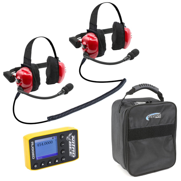 Rugged Radios H80 Track Talk Headset w/ NITRO BEE XTREME UHF Race Receiver and Carry Bag