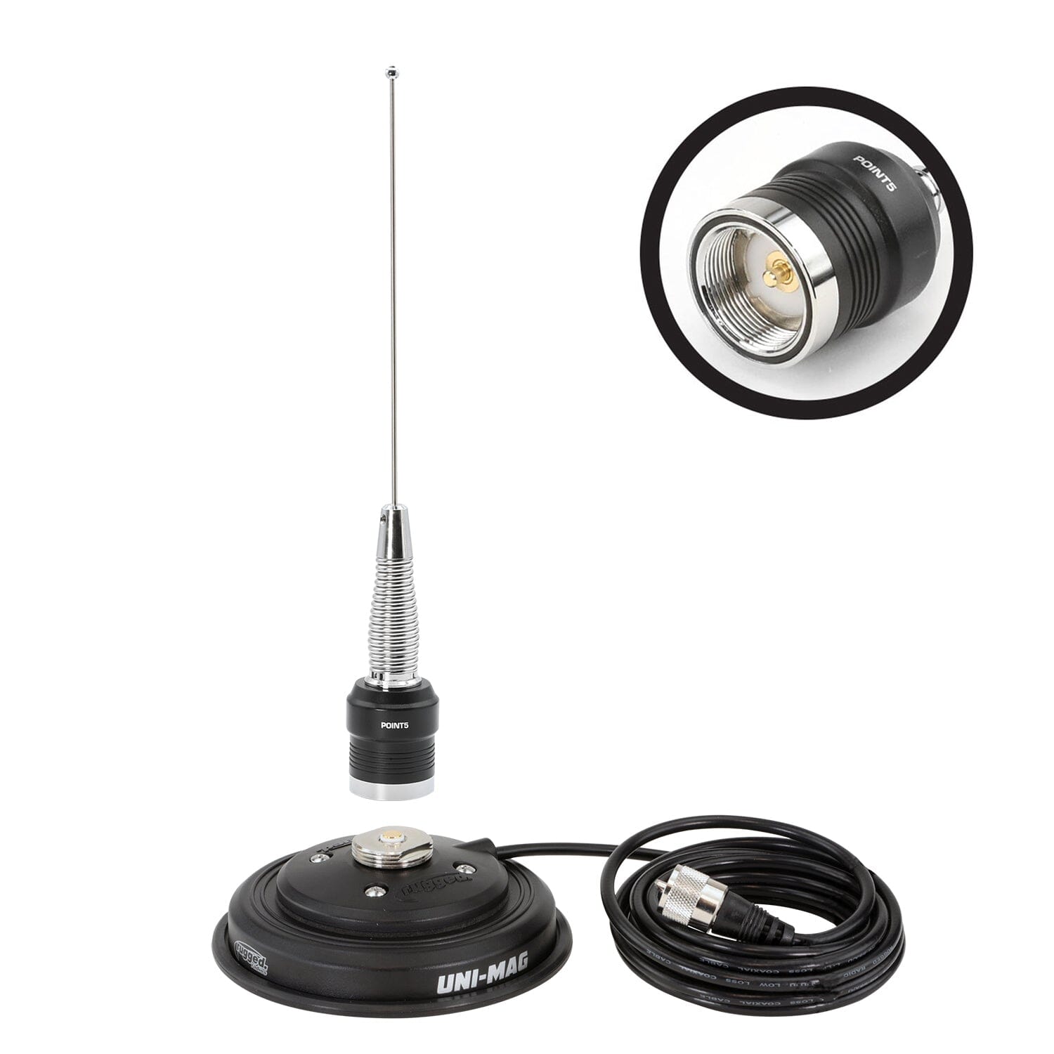 Rugged Radios GMRS / UHF No Ground Plane (NGP) Whip Antenna Kit with Magnetic Mount
