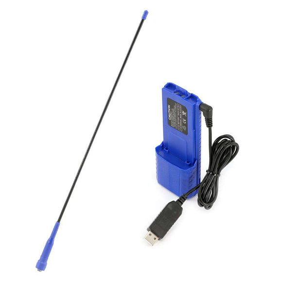 Rugged Radios GO FURTHER BUNDLE (for V3/RH5R Radios) LR Antenna XL Batt w/USB Charging Cable