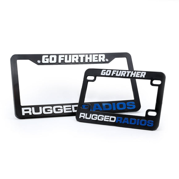 Rugged Radios Go Further License Plate Frames for Cars Trucks and Motorcycles