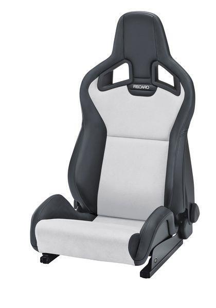 RECARO Sportster CS Seat - Reclineable Passenger Seat - Vinyl Black | Suede Grey w/Silver Logo