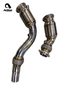F8x BMW S55 M2C / M3 / M4 Downpipes w Active AFlow Cats-1