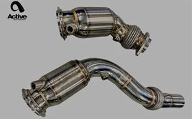 F8x BMW S55 M2C / M3 / M4 Downpipes w Active AFlow Cats - 0