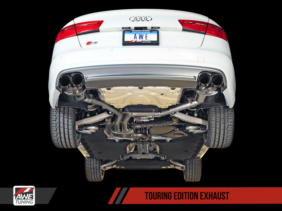 AWE Touring Edition Exhaust for Audi C7 S6 4.0T - Polished Silver Tips
