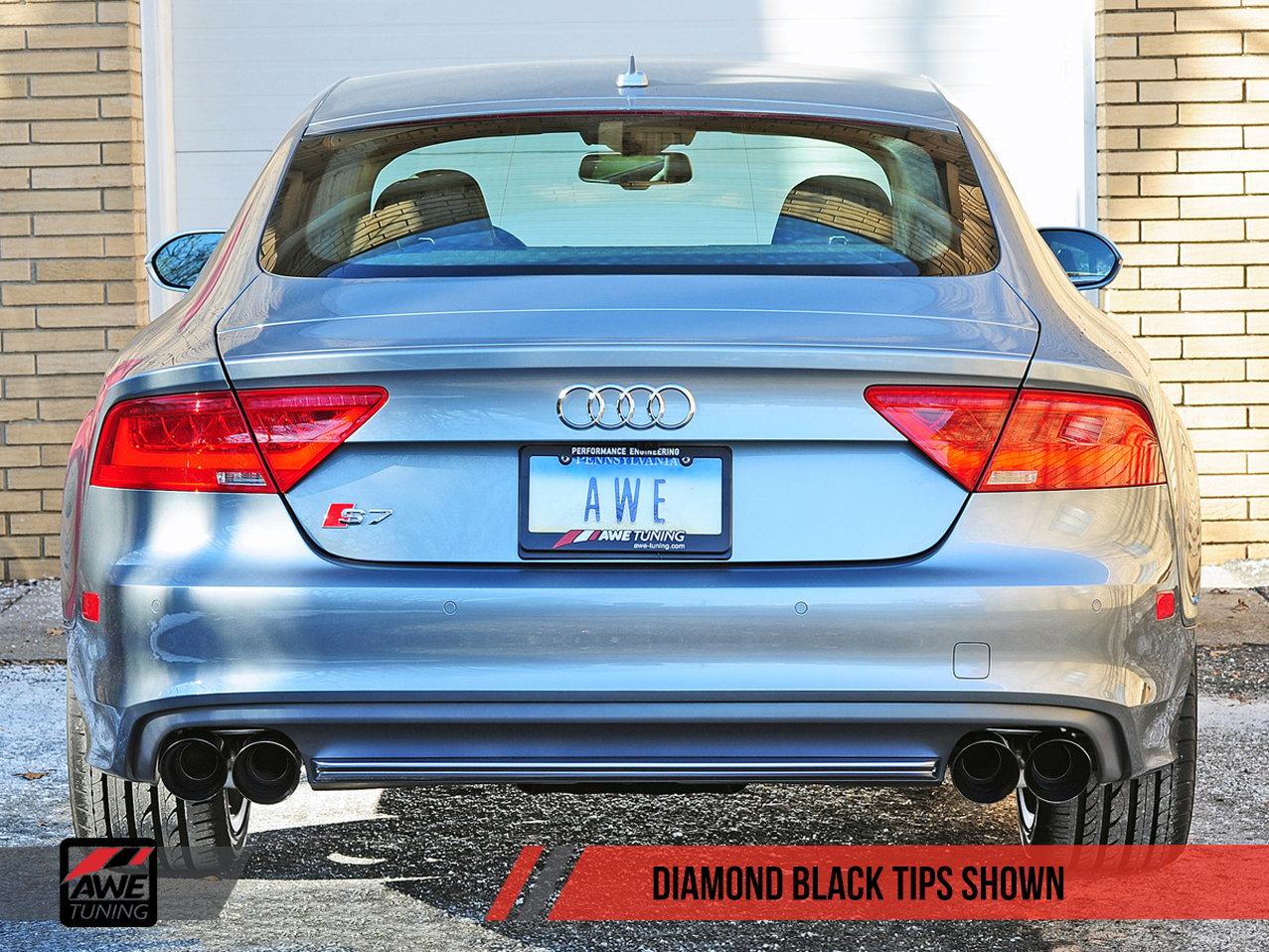 AWE Track Edition Exhaust for Audi C7 S7 4.0T - Diamond Black Tips