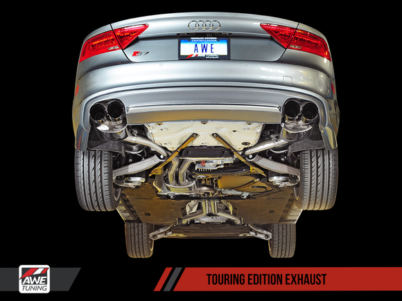 AWE Touring Edition Exhaust for Audi C7 S7 4.0T - Polished Silver Tips