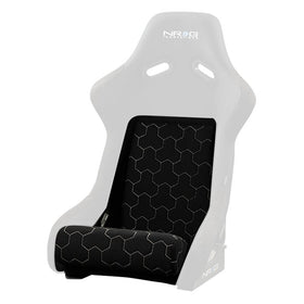 NRG FRP Bucket - White Stitching Hex Geometric 3-Piece Seat Cushion