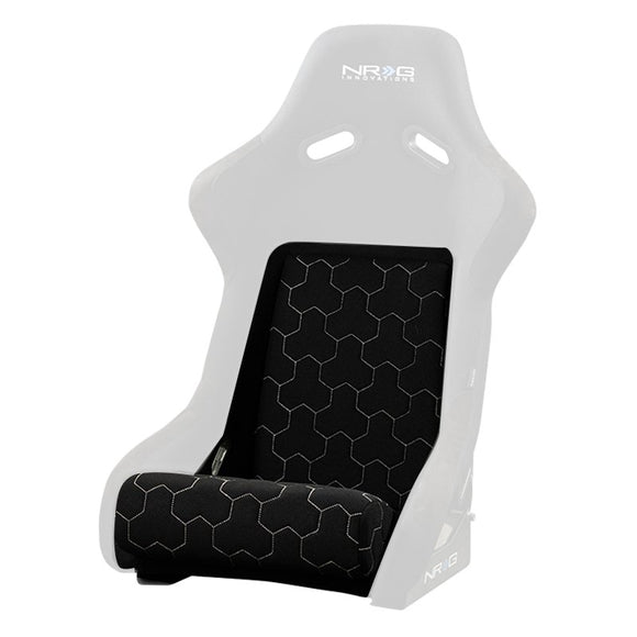 NRG FRP Bucket - White Stitching Hex Geometric 3-Piece Seat Cushion