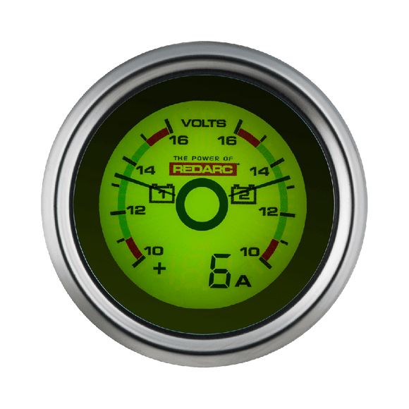 REDARC Dual Battery Voltage Gauge w/Optional Current Display - 52mm