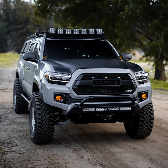 Cali Raised 16-23 Toyota Tacoma Stealth Bumper - Bull Bar / 32In Led Bar Combo