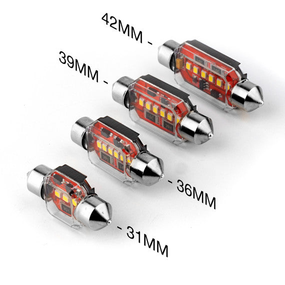 XK Glow White Festoon Error Free Ultra Bright LED Bulbs w/ Built-in Canbus 2pc 36mm - 0