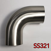 Stainless Bros 3.5in SS321 90 Deg Mandrel Bend Elbow - 1D Radius 16GA/.065in Wall (Leg)