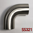 Stainless Bros 2.25in SS321 90 Deg Mandrel Bend Elbow - 1D Radius 16GA/.065in Wall (Leg)-1