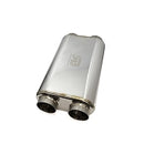 Stainless Bros 3in x 17in OAL SS304 Thin Oval Muffler (3in Dual In / 3in Dual Out) - Polished-1