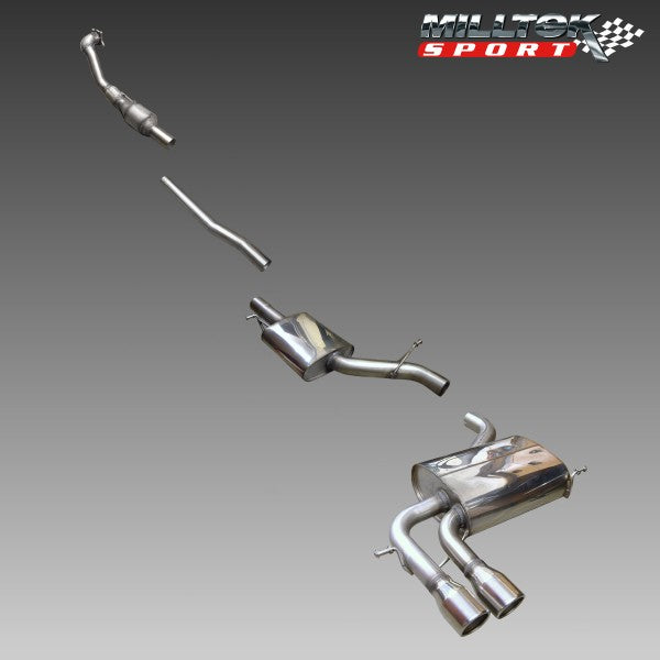 MILLTEK TURBO-BACK INCLUDING HI-FLOW SPORTS CAT AUDI A3 2004 2012 RESONATED (QUI