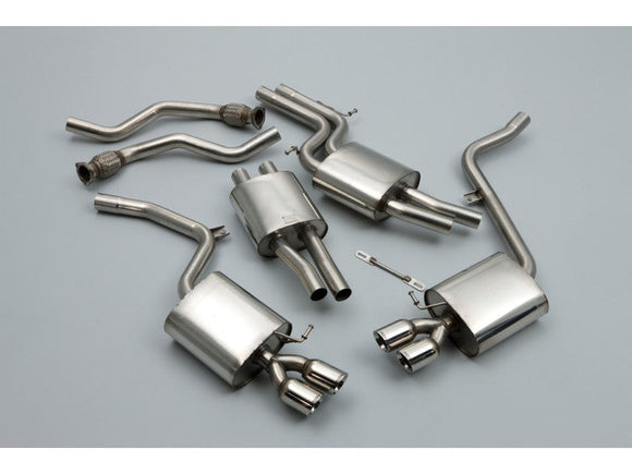MILLTEK CAT-BACK AUDI S4 2009 2012 EC-APPROVED. QUAD POLISHED TIPS.