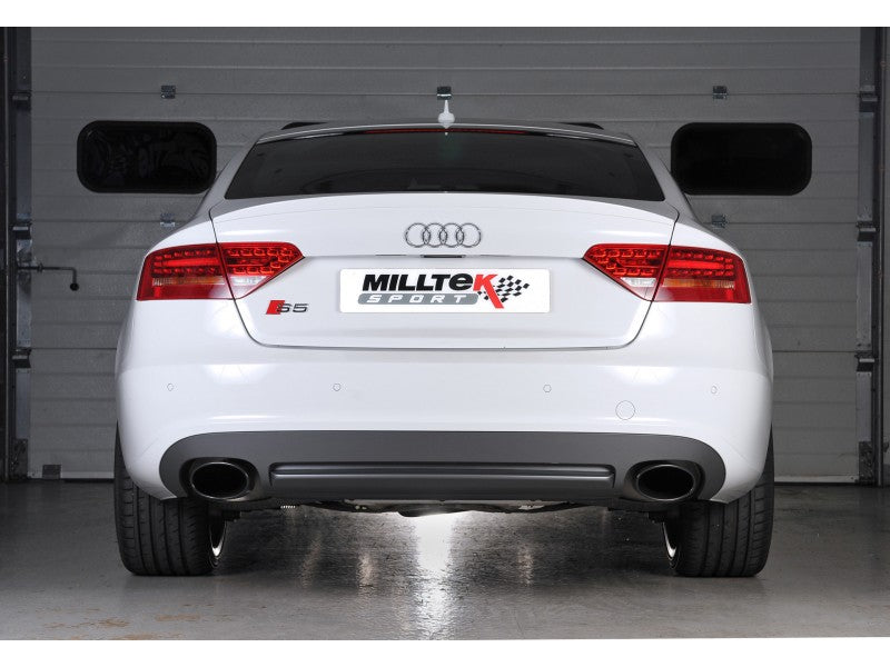 MILLTEK CAT-BACK AUDI S4 2009 2012 EC-APPROVED. DUAL OVAL CERAKOTE BLACK TIPS