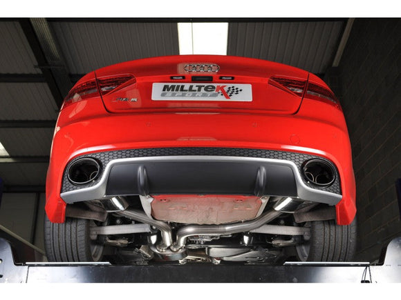 MILLTEK CAT-BACK AUDI RS5 2010 2015 RESONATED (QUIETER). USES OE TAILPIPE TRIMS