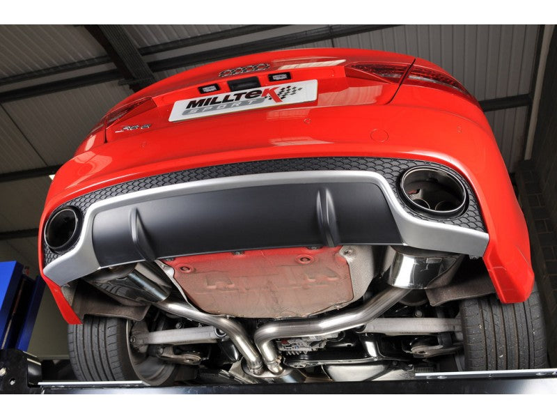 MILLTEK CAT-BACK AUDI RS5 2010 2015 RESONATED (QUIETER). USES OE TAILPIPE TRIMS